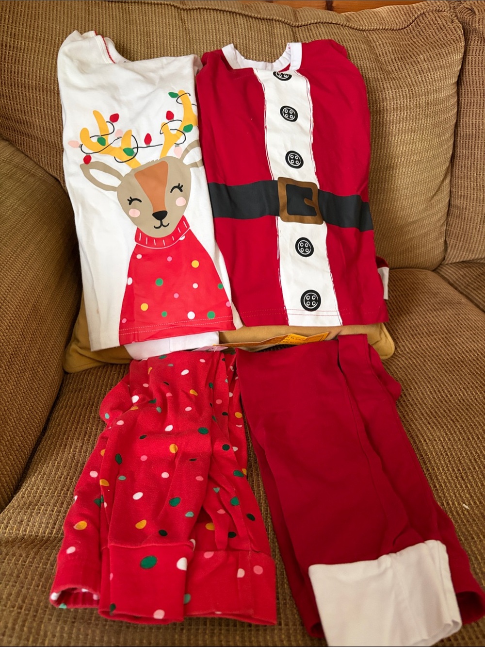 Carter's Red and White Holiday Pajama Set with Reindeer and Pajamagram Santa
